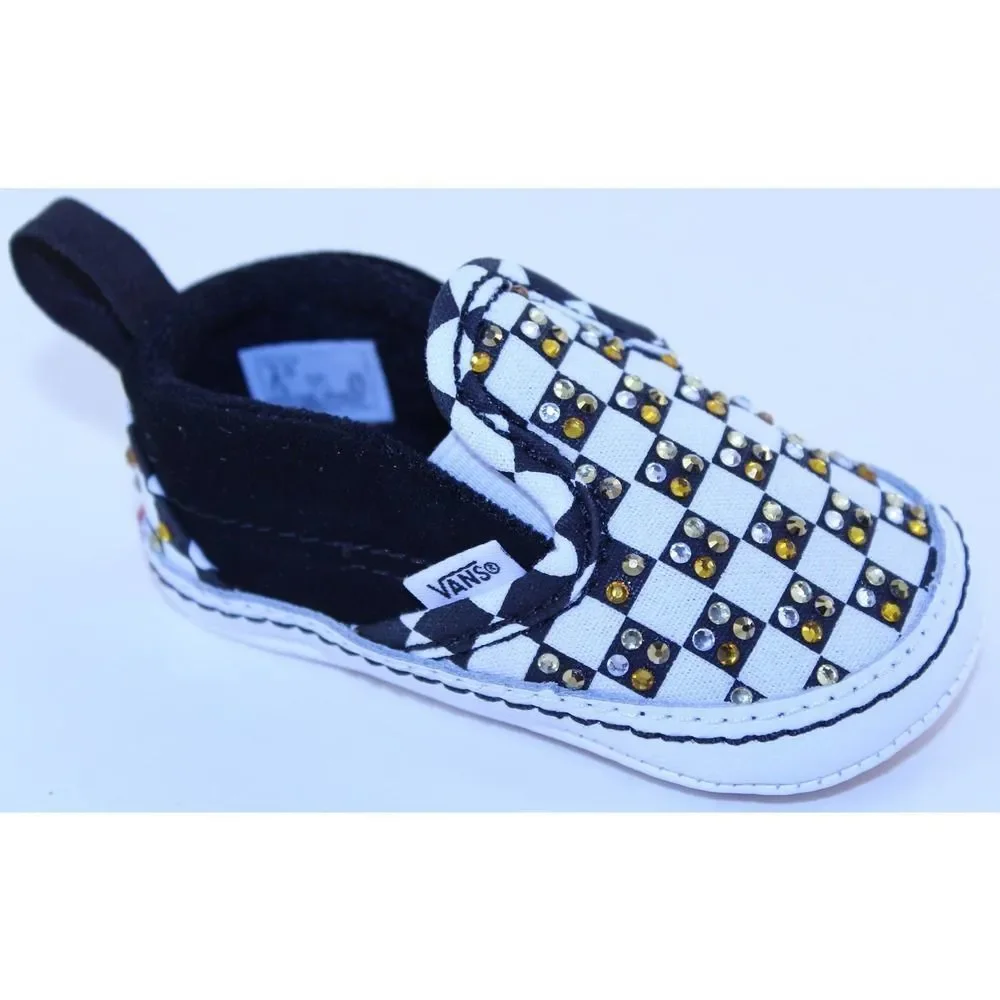 Vans Checkerboard Slip On Black Crystal Sneakers 2